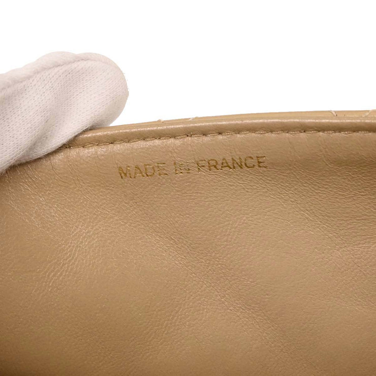Chanel Beige Lambskin Classic Square Flap Shoulder Bag 20 154011