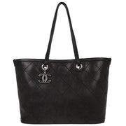 Chanel Black Calfskin Shopping Fever Tote Handbag 154012
