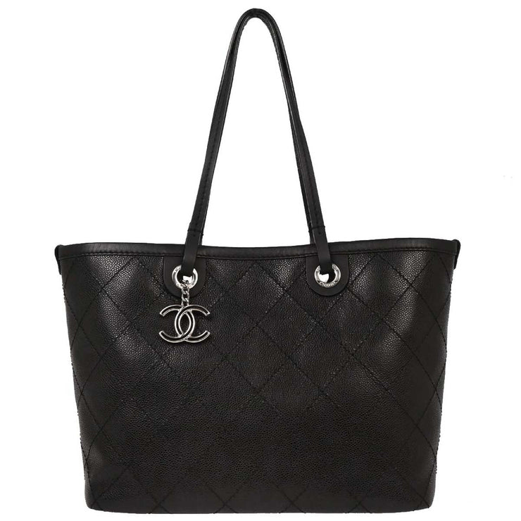 Chanel Black Calfskin Shopping Fever Tote Handbag 154012