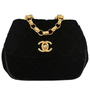 Chanel Black Velvet Shoulder Bag 154013