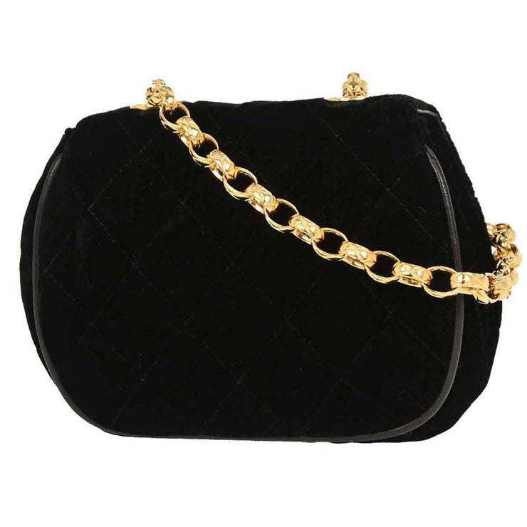 Chanel Black Velvet Shoulder Bag 154013