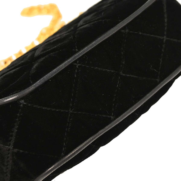 Chanel Black Velvet Shoulder Bag 154013