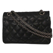 Chanel Black Calfskin 2.55 Double Flap Shoulder Bag 154015