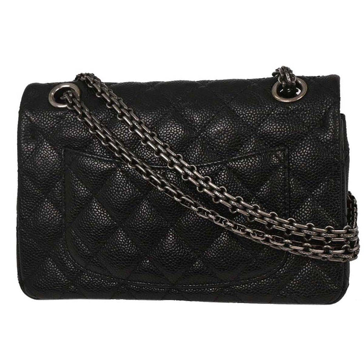 Chanel Black Calfskin 2.55 Double Flap Shoulder Bag 154015