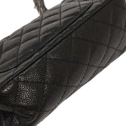 Chanel Black Calfskin 2.55 Double Flap Shoulder Bag 154015