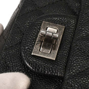 Chanel Black Calfskin 2.55 Double Flap Shoulder Bag 154015