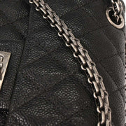 Chanel Black Calfskin 2.55 Double Flap Shoulder Bag 154015