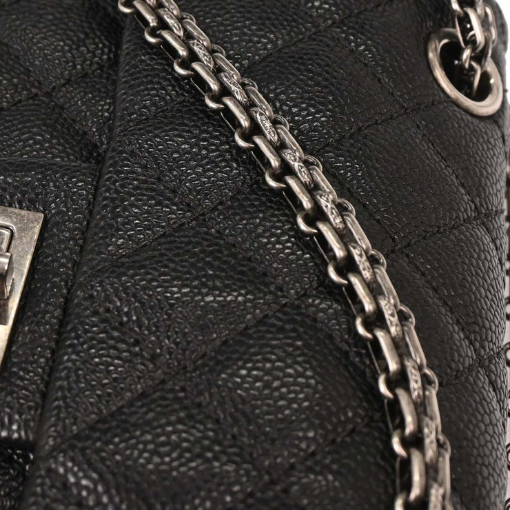 Chanel Black Calfskin 2.55 Double Flap Shoulder Bag 154015