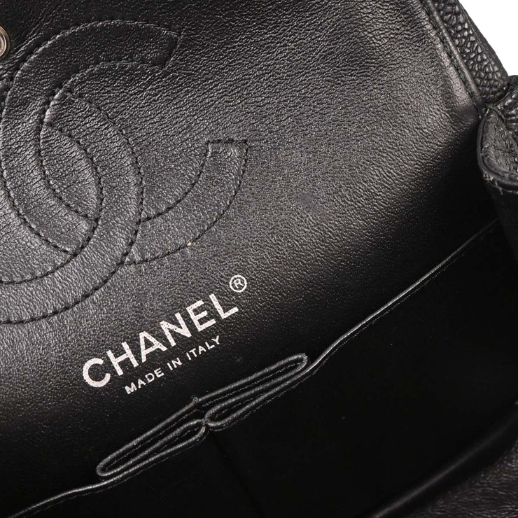 Chanel Black Calfskin 2.55 Double Flap Shoulder Bag 154015