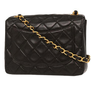 Chanel Black Lambskin Mini Classic Square Flap Shoulder Bag 17 154016