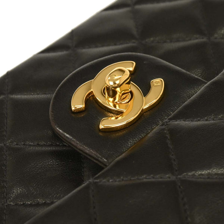 Chanel Black Lambskin Mini Classic Square Flap Shoulder Bag 17 154016
