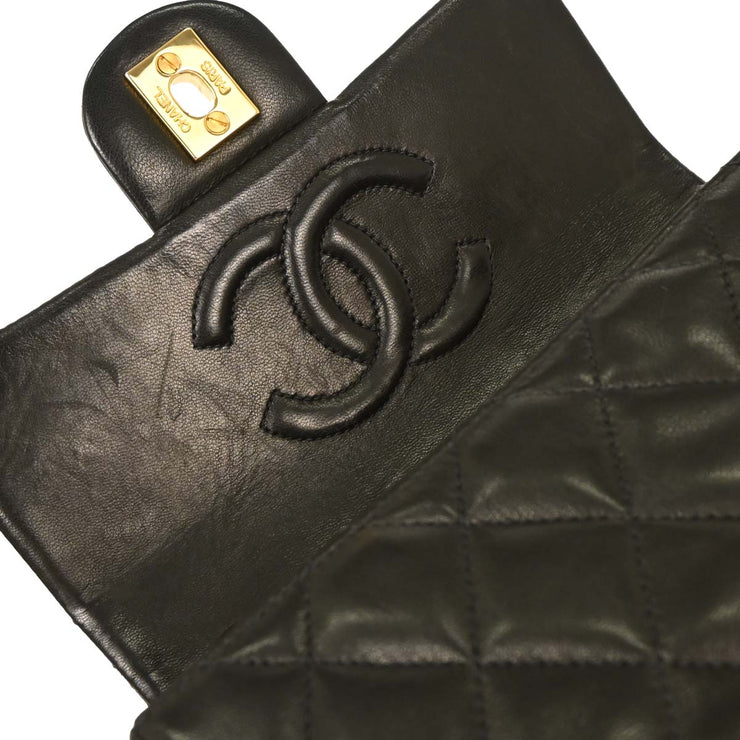 Chanel Black Lambskin Mini Classic Square Flap Shoulder Bag 17 154016