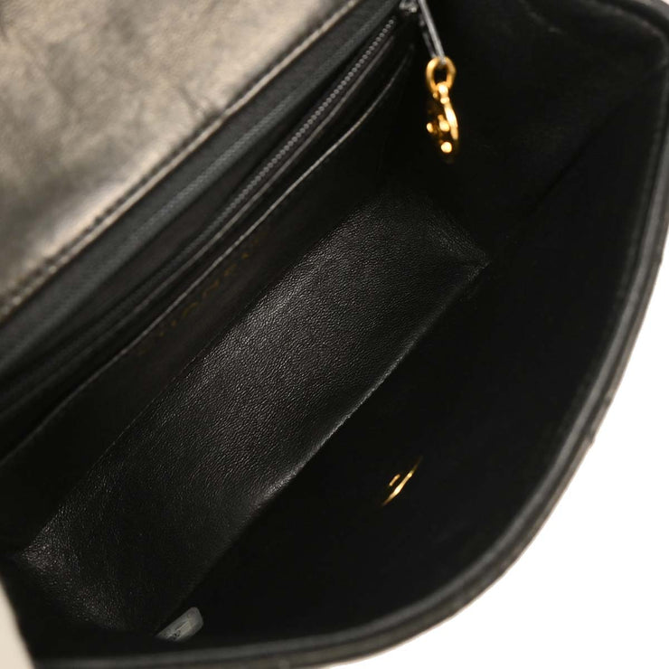 Chanel Black Lambskin Mini Classic Square Flap Shoulder Bag 17 154016