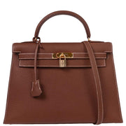 Hermes Brique Togo Kelly 32 Sellier Handbag  Square: C 6 154019