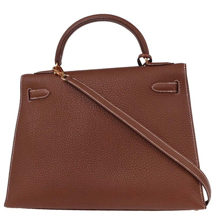 Hermes Brique Togo Kelly 32 Sellier Handbag  Square: C 6 154019
