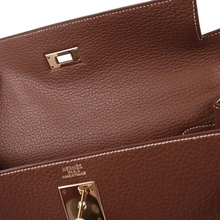 Hermes Brique Togo Kelly 32 Sellier Handbag  Square: C 6 154019