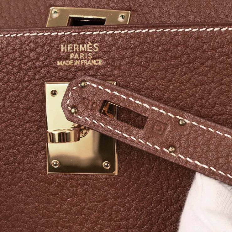 Hermes Brique Togo Kelly 32 Sellier Handbag  Square: C 6 154019