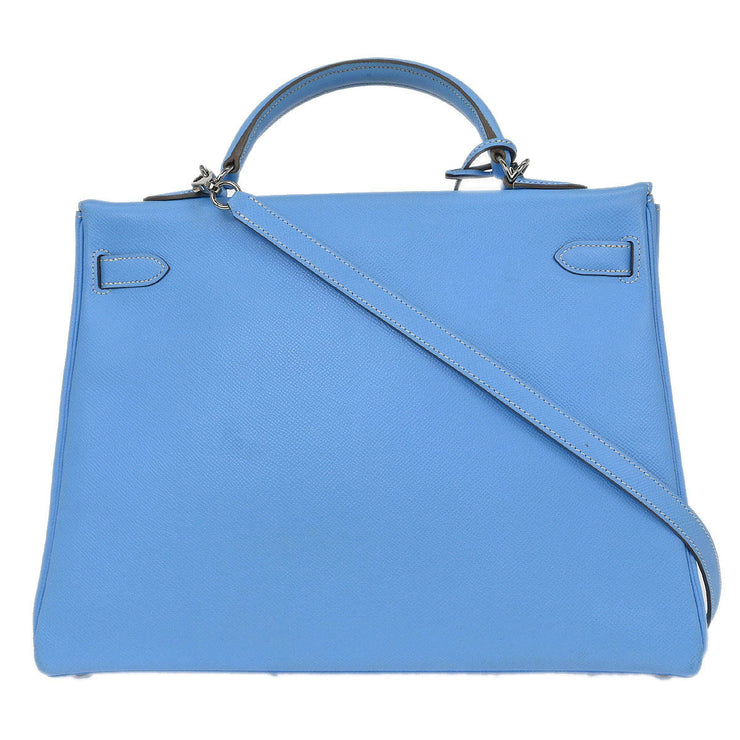 Hermes Blue Aztec Epsom Kelly 35 Retourne 2way Handbag 27N Square: O 154020