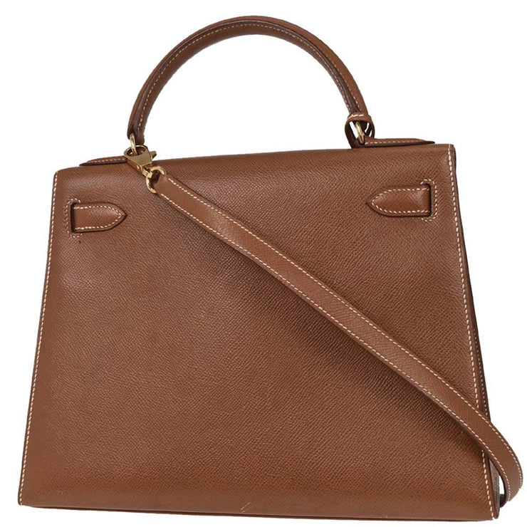 Hermes Gold Courchevel Kelly 28 Sellier 2way Handbag  Circle:X 154021