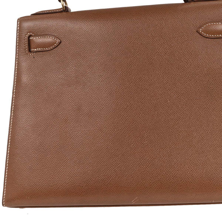 Hermes Gold Courchevel Kelly 28 Sellier 2way Handbag  Circle:X 154021