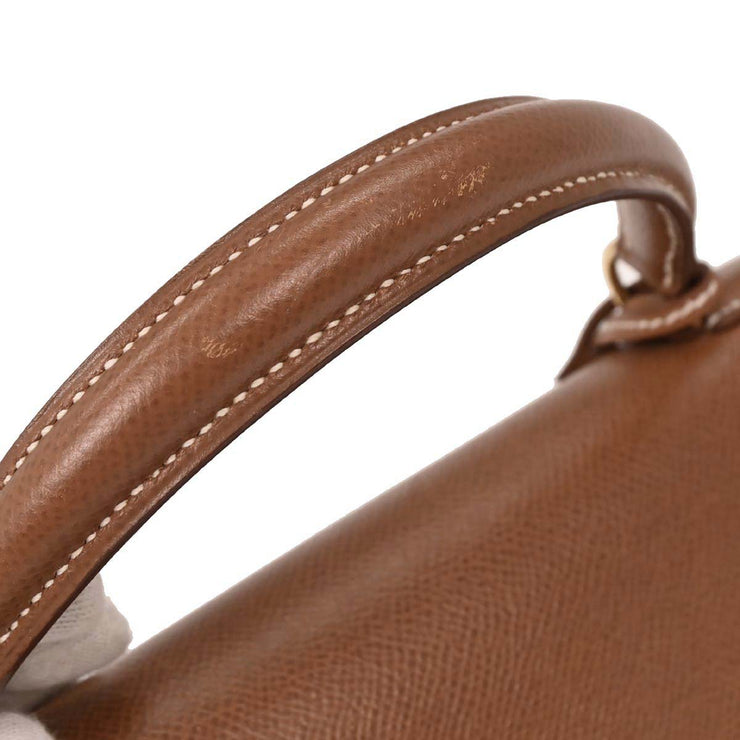 Hermes Gold Courchevel Kelly 28 Sellier 2way Handbag  Circle:X 154021