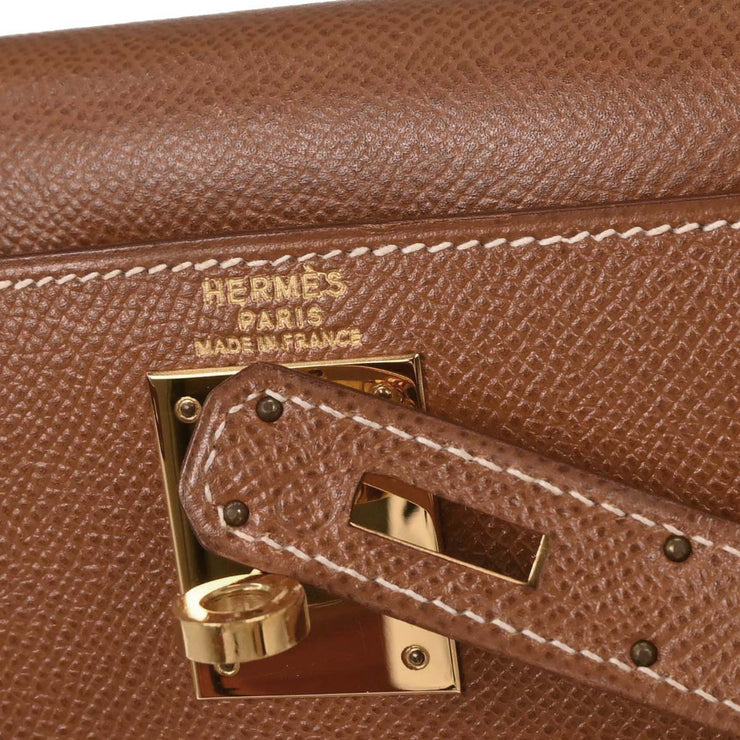 Hermes Gold Courchevel Kelly 28 Sellier 2way Handbag  Circle:X 154021