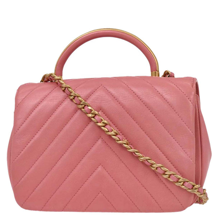 Chanel Pink Calfskin Chevron 2way Handbag 154025