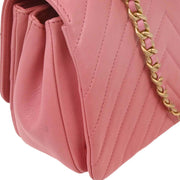 Chanel Pink Calfskin Chevron 2way Handbag 154025