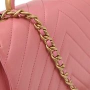 Chanel Pink Calfskin Chevron 2way Handbag 154025