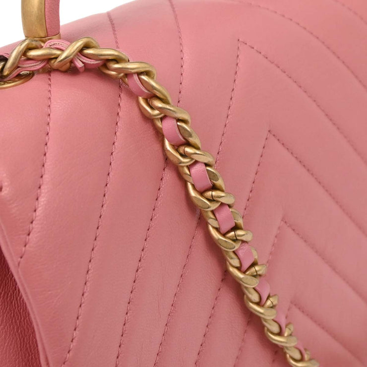 Chanel Pink Calfskin Chevron 2way Handbag 154025