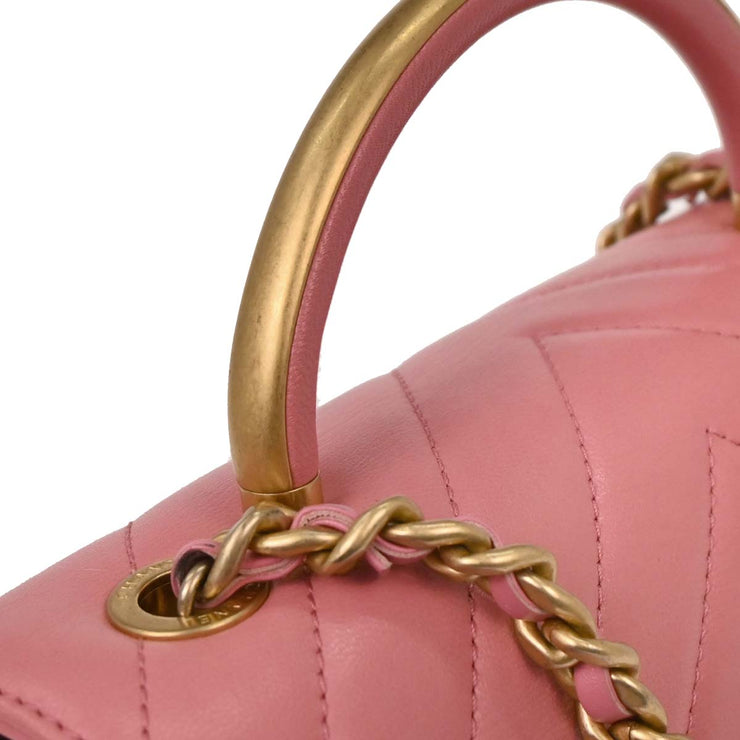 Chanel Pink Calfskin Chevron 2way Handbag 154025