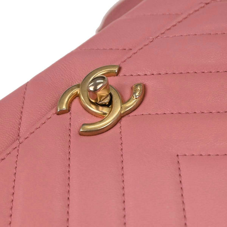 Chanel Pink Calfskin Chevron 2way Handbag 154025