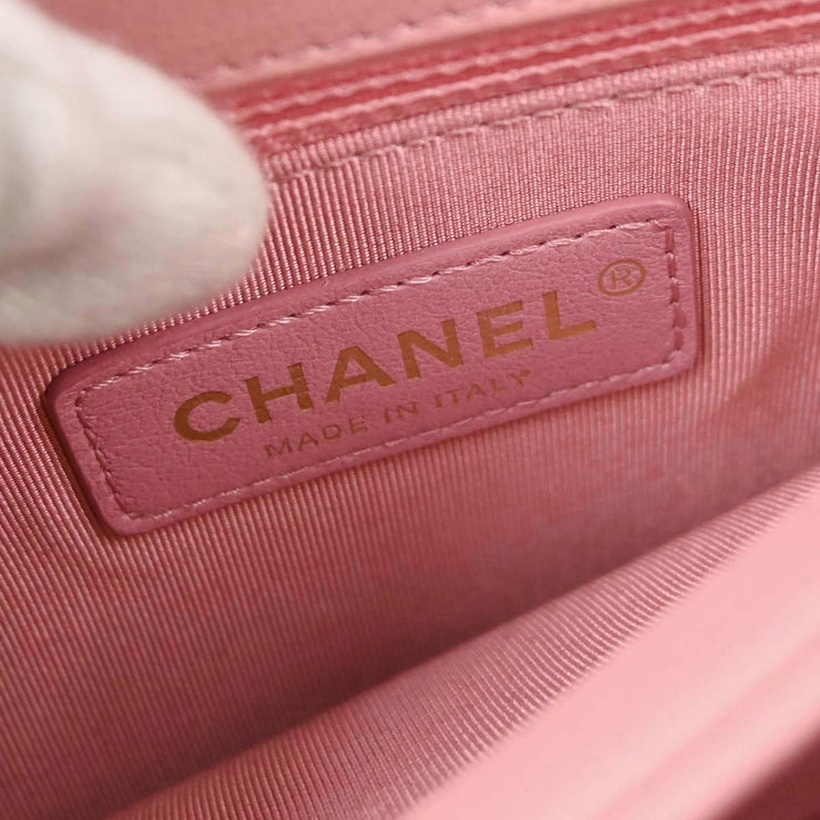 Chanel Pink Calfskin Chevron 2way Handbag 154025