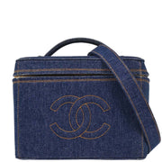 Chanel Blue Denim Vanity 2way Handbag 154027