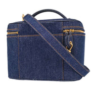 Chanel Blue Denim Vanity 2way Handbag 154027