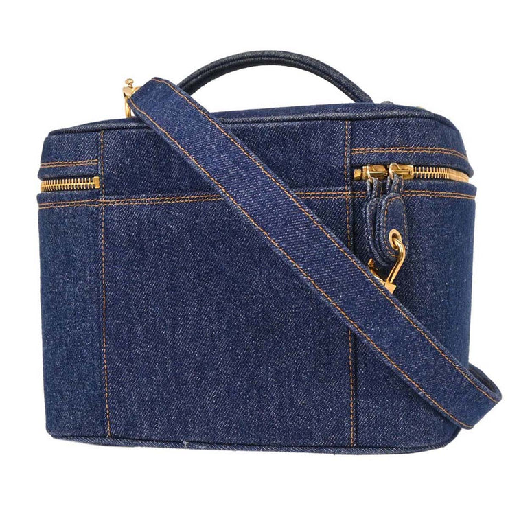 Chanel Blue Denim Vanity 2way Handbag 154027