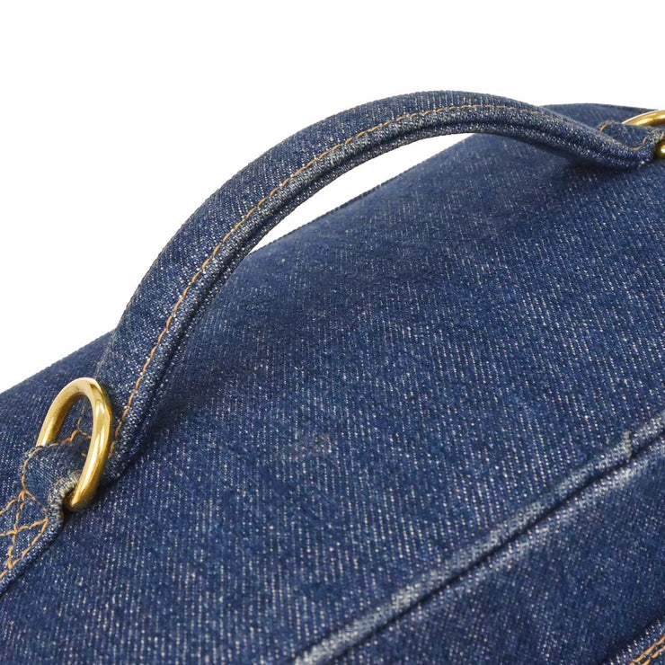Chanel Blue Denim Vanity 2way Handbag 154027