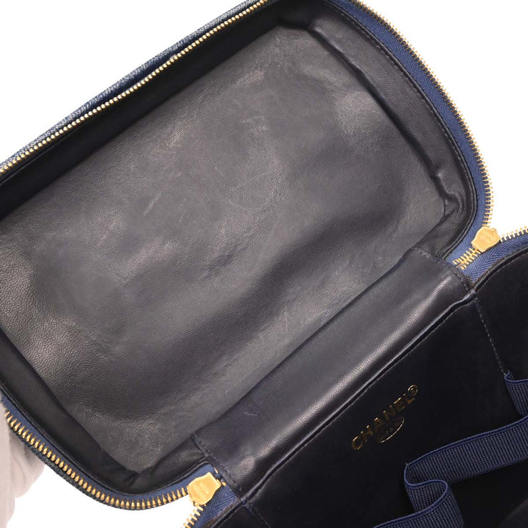 Chanel Blue Denim Vanity 2way Handbag 154027