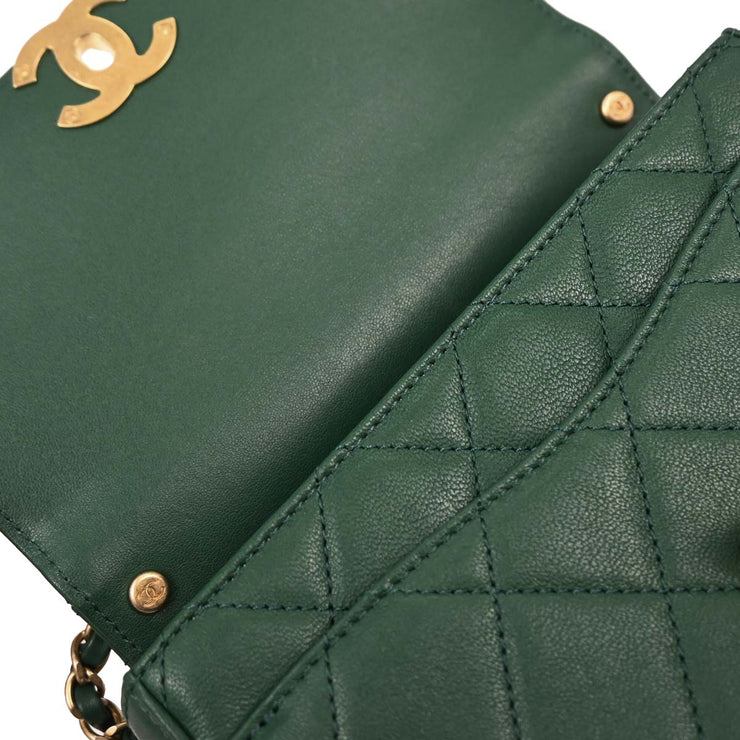 Chanel Green Lambskin 19 Infinity Chain 2way Shoulder Handbag 154030