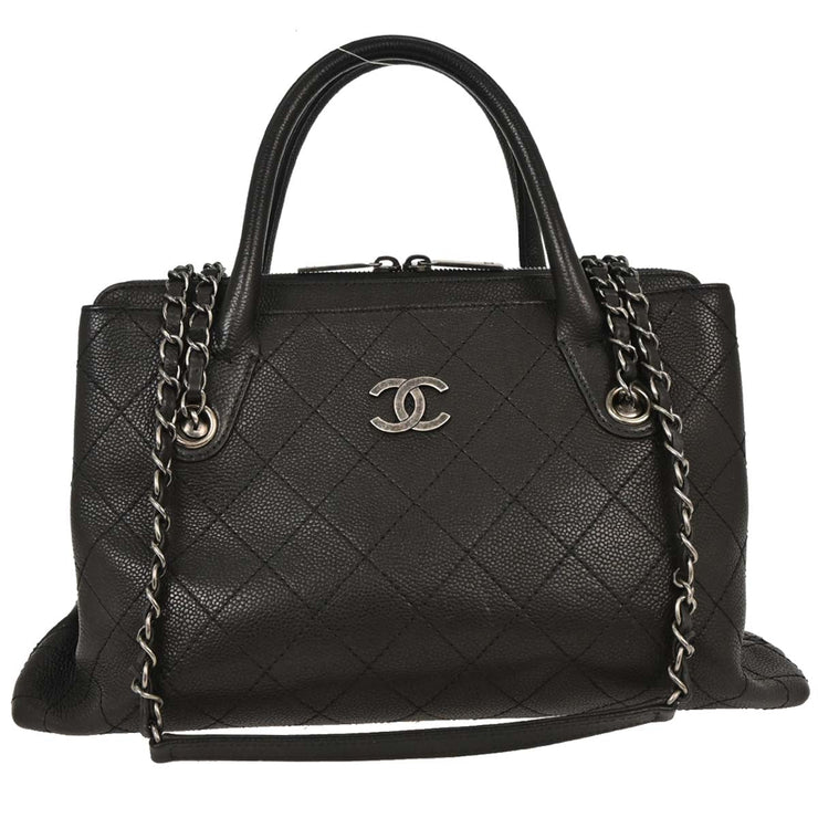 Chanel Black Calfskin Urban Shopping Tote 2way Handbag 154033