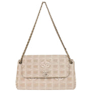 Chanel White Jacquard Nylon Travel Line Shoulder Bag 154034