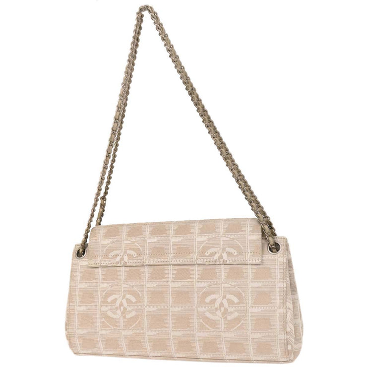 Chanel White Jacquard Nylon Travel Line Shoulder Bag 154034
