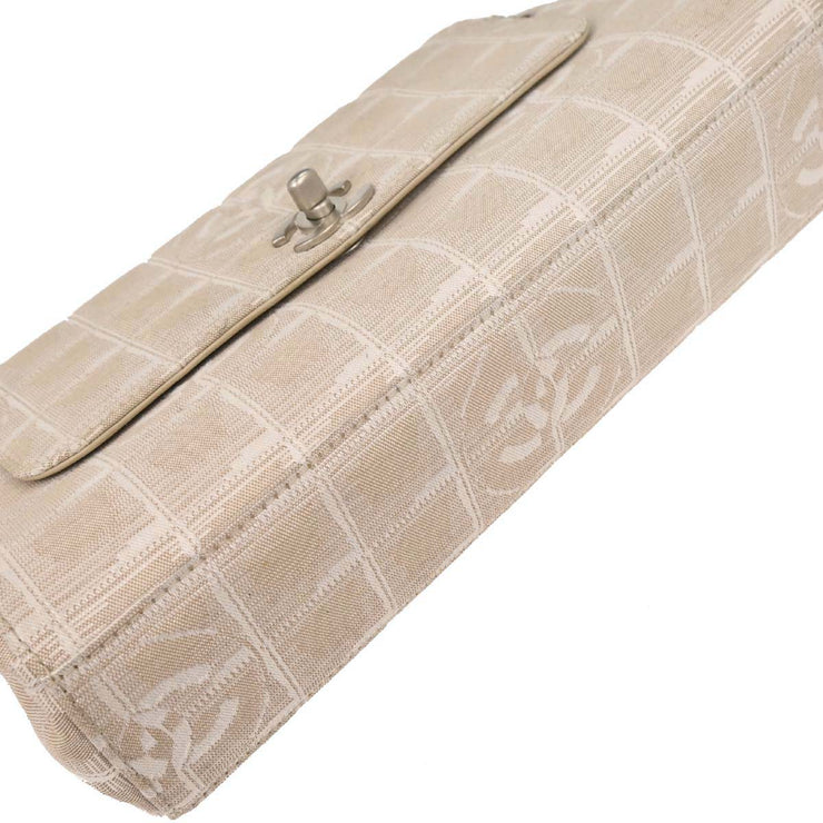Chanel White Jacquard Nylon Travel Line Shoulder Bag 154034
