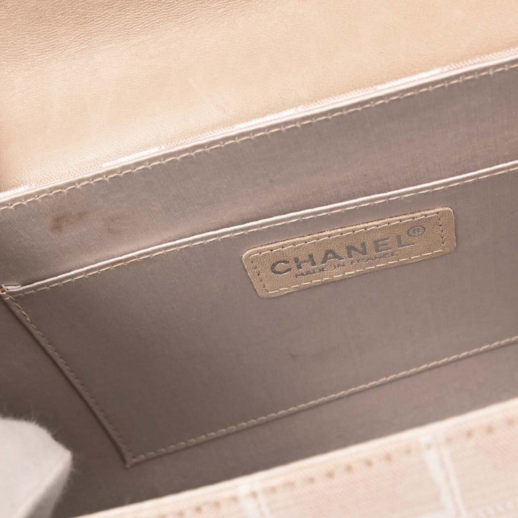 Chanel White Jacquard Nylon Travel Line Shoulder Bag 154034