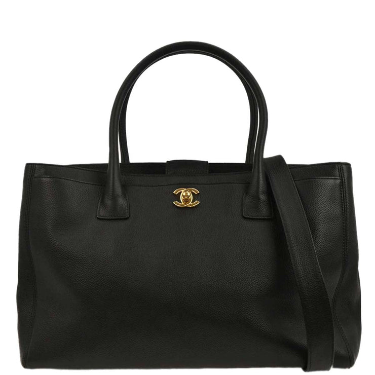 Chanel Black Deerskin Executive Cerf Tote Handbag 154035