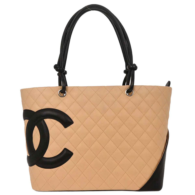 Chanel Beige Calfskin Cambon Ligne Tote Handbag 154037