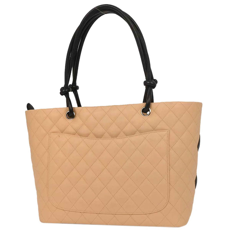 Chanel Beige Calfskin Cambon Ligne Tote Handbag 154037