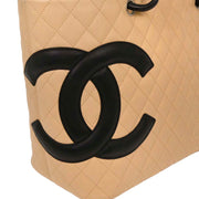 Chanel Beige Calfskin Cambon Ligne Tote Handbag 154037