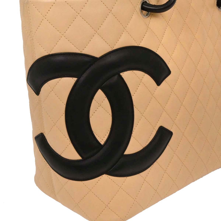 Chanel Beige Calfskin Cambon Ligne Tote Handbag 154037