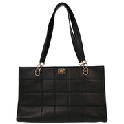 Chanel Black Calfskin Choco Bar Tote Handbag 154038